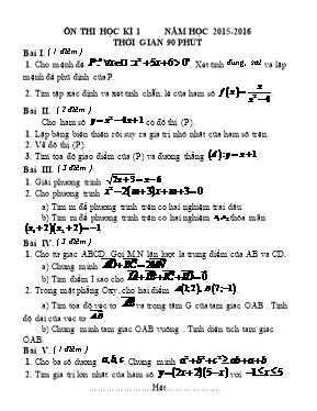Ôn thi học kì 1 năm học 2015-2016 môn Toán 12